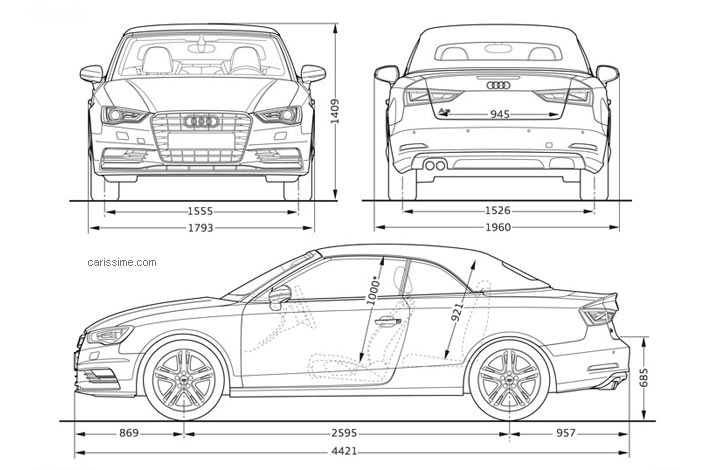 Audi A3 Cabriolet 2 2014 Dimensions