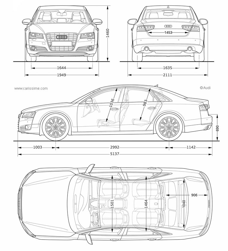 Audi A8 - 3 2010 / 2013 Dimensions
