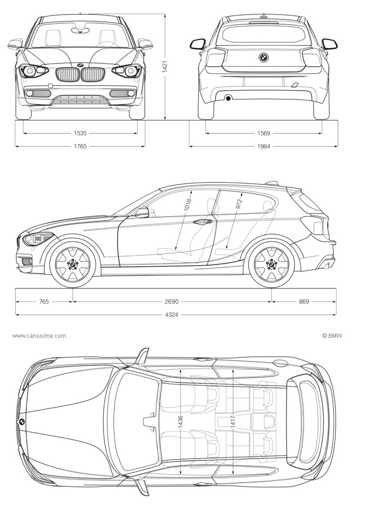 BMW Série 1 2 trois Portes Dimensions
