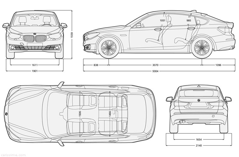 BMW 5 Gran Turismo restylage 2013 Dimensions