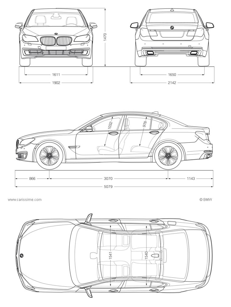 BMW Série 7- 5 Restylage 2012 Dimensions
