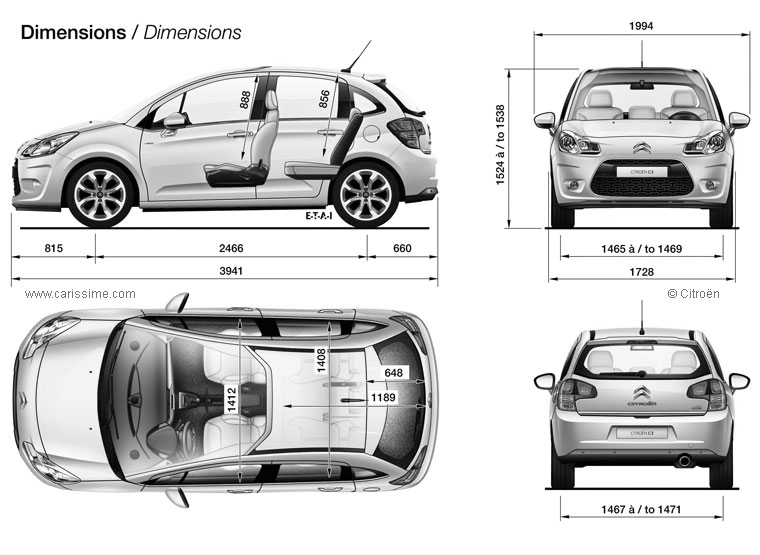 Citroën C3 2 Dimensions