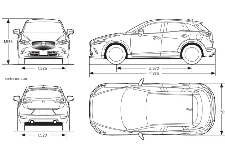 dimensions Mazda CX-3 2015 petit SUV 2015