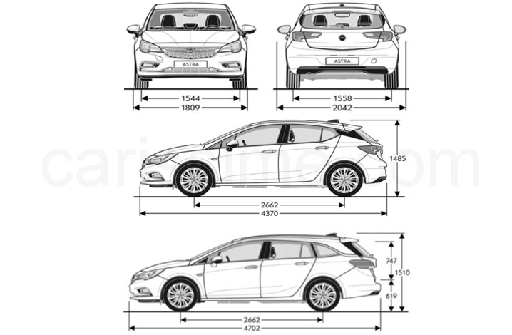 Dimensions Opel Astra 5