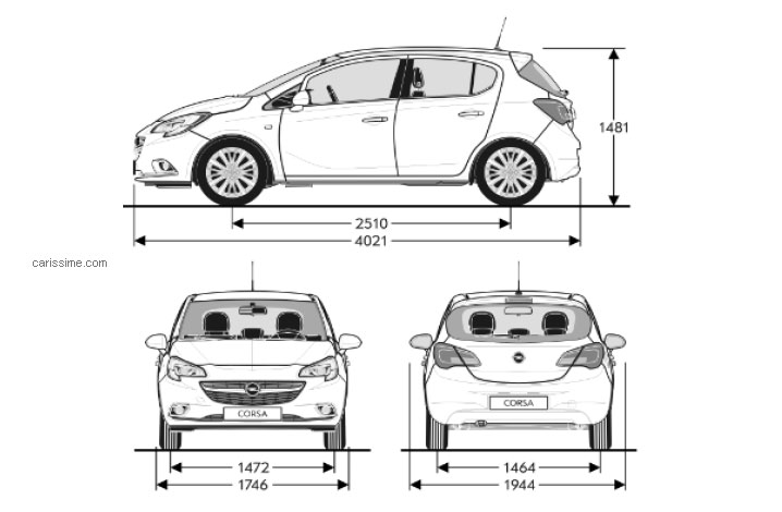 Dimensions Opel Corsa 5
