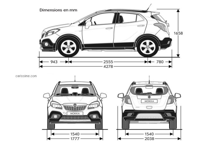 Dimensions Opel Mokka X