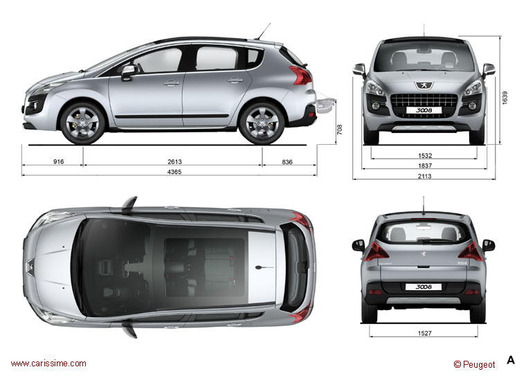 Peugeot 3008 1 2009 / 2013 Dimensions