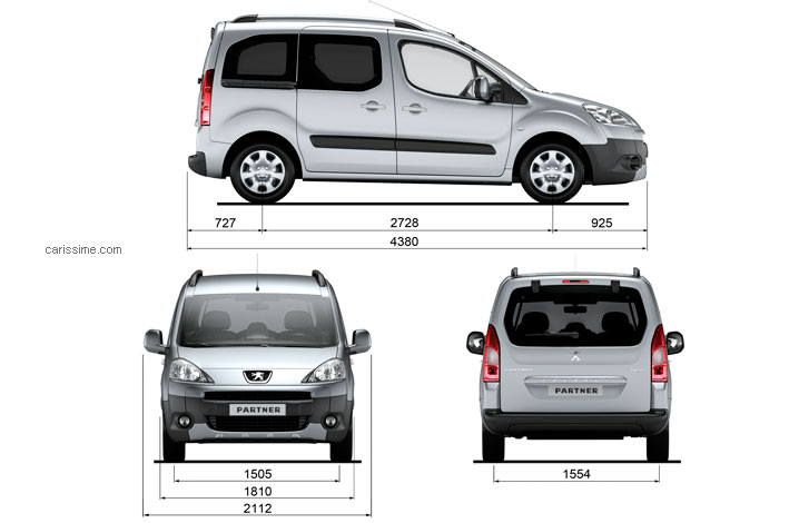 Peugeot Partner Tepee restylage 2015 Dimensions