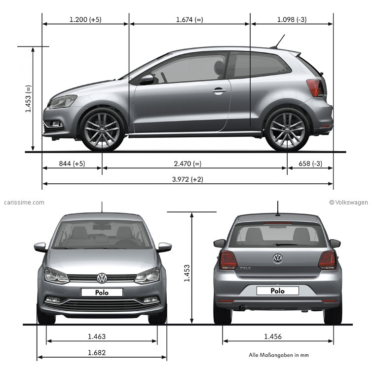 Volkswagen Polo 5 Restylage 2014 Dimensions