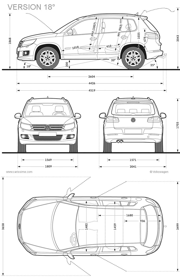 Volkswagen Tiguan restylage 2011 18 Dimensions
