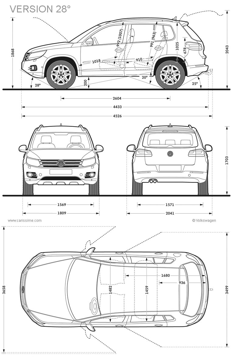 Volkswagen Tiguan restylage 2011 28 Dimensions